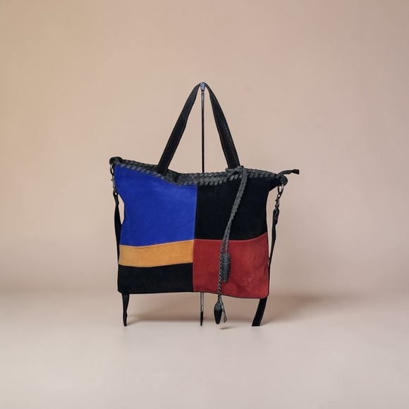 Patricia Nash Handbags - Patricia Nash Zola Suede Colorblock Satchel Crossbody Shoulder Bag Multi Boho